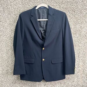 Chaps Blazer Boys 18 R Navy Blue Double Button Suit Jacket with Gold Buttons